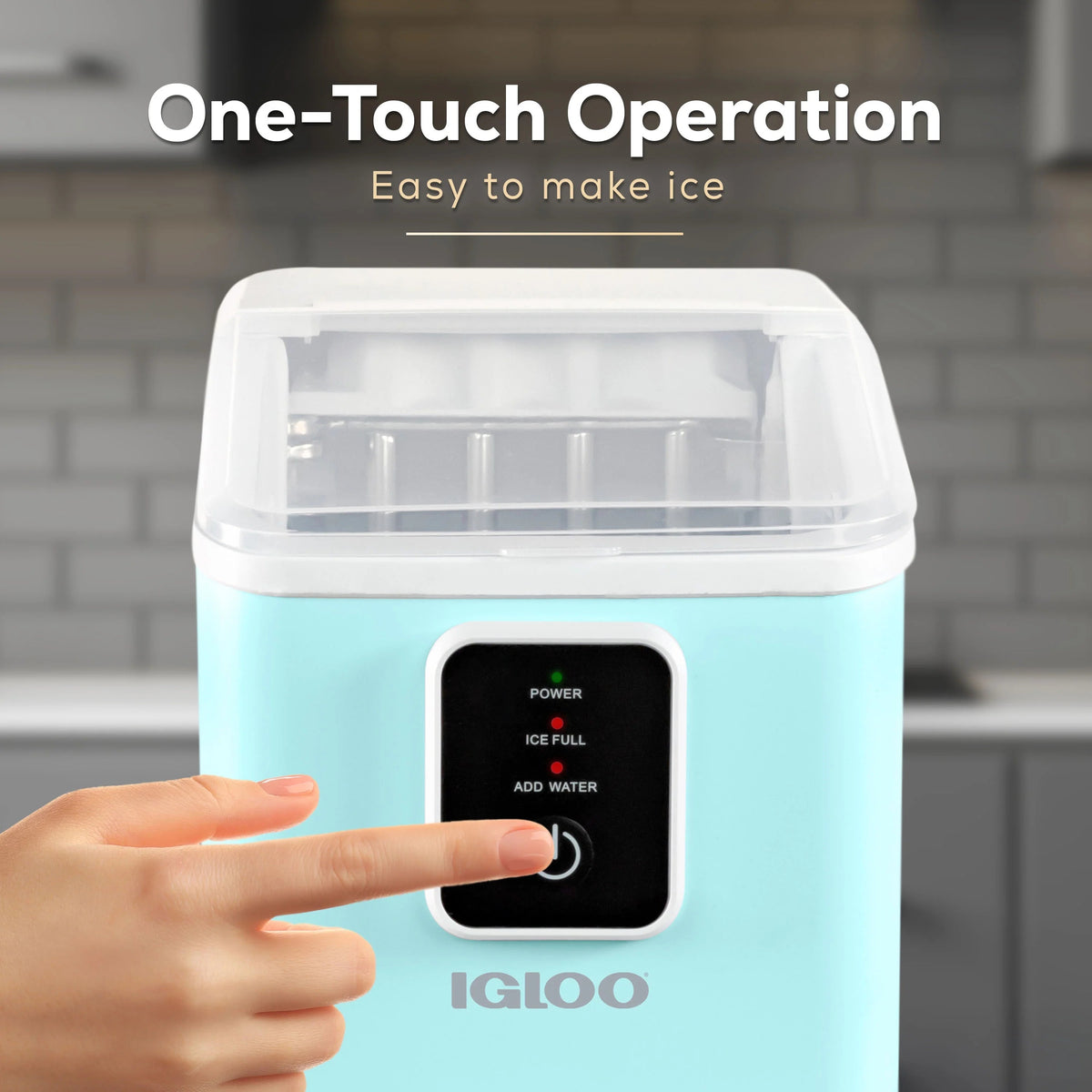 Igloo Self-Cleaning Countertop Ice Maker, 26 lbs. Per Day, 8 Pieces Every 7-8 Minutes, Aqua