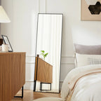Full-Length Floor Mirror With Stand, Aluminum Alloy Frame - 71x30