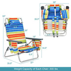 Costway Folding Backpack Beach Chairs 4-Pack, 5-Position Adjustable