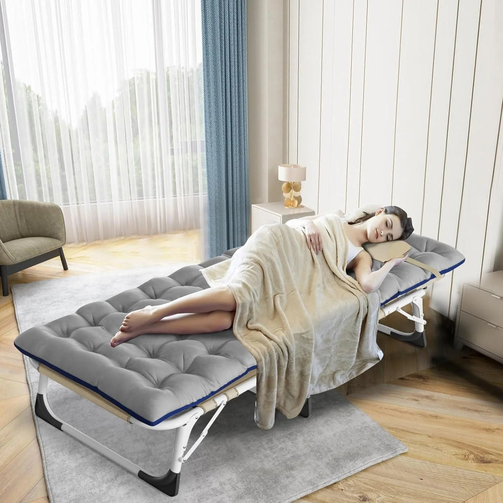 Slsy 5-Position Adjustable Folding Lounge Chair And Cot - 75.2" x 25.6" x 11.8"