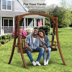 VINGLI Heavy Duty 880 LBS 5 FT Wooden Porch Swing Bench - Rustic