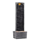 Teamson Home Faux Slate Outdoor LED Waterfall Fountain, 38.5 in, Red Rock