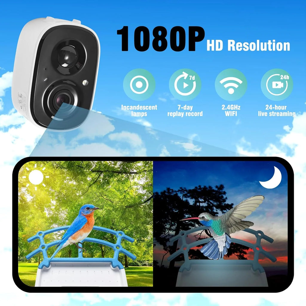 sainlogic Smart Bird Feeder With 1080P Camera, 2.5L Capacity, Light Blue - Smart Bird Feeder With Camera-1