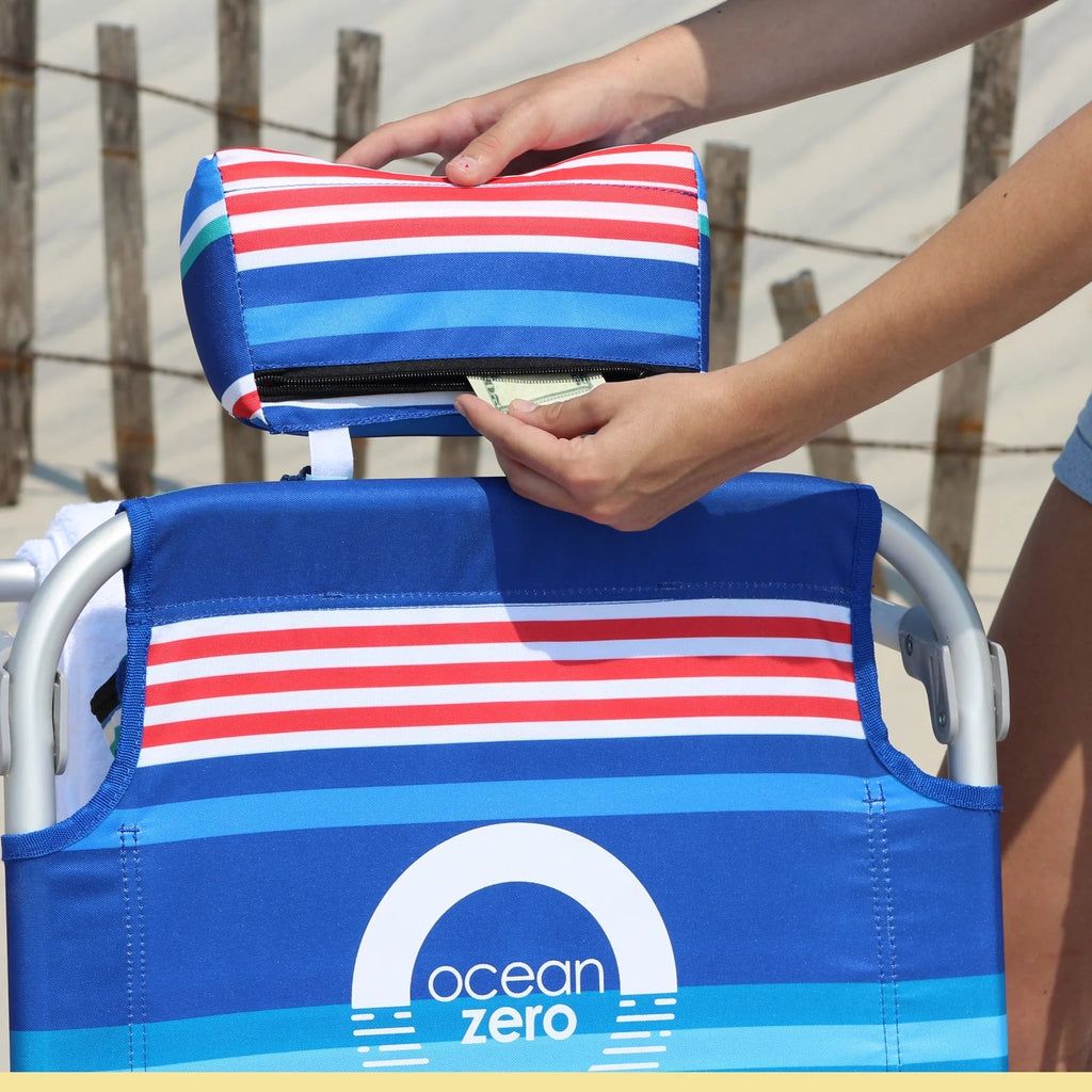 Ocean Zero Deluxe Backpack Beach Chairs, Striped, 2 Pack