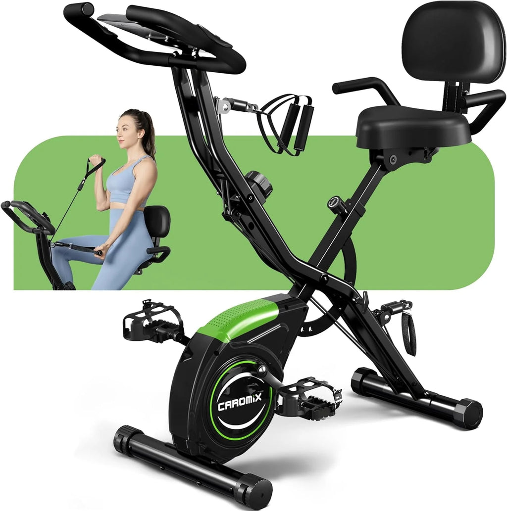 Caromix Folding Exercise Bike, 4 in 1, 16-Level Magnetic Resistance, 330LB Capacity