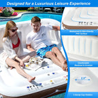Costway Canopy Inflatable Pool Float Lounge, 71'' x 71'' x 63'' - White Brown Silver