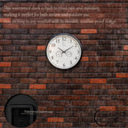 Outdoor Wall Clock With Thermometer And Hygrometer, 24-Inch, Black