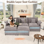 108 Inch U Shape Sectional Sofa With Removable Footstool