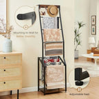 Pinzoveco 7-Tier Blanket Ladder Shelf With 4 Hooks, 5.5 ft / 18.1 x 12.6 x 66.2 in
