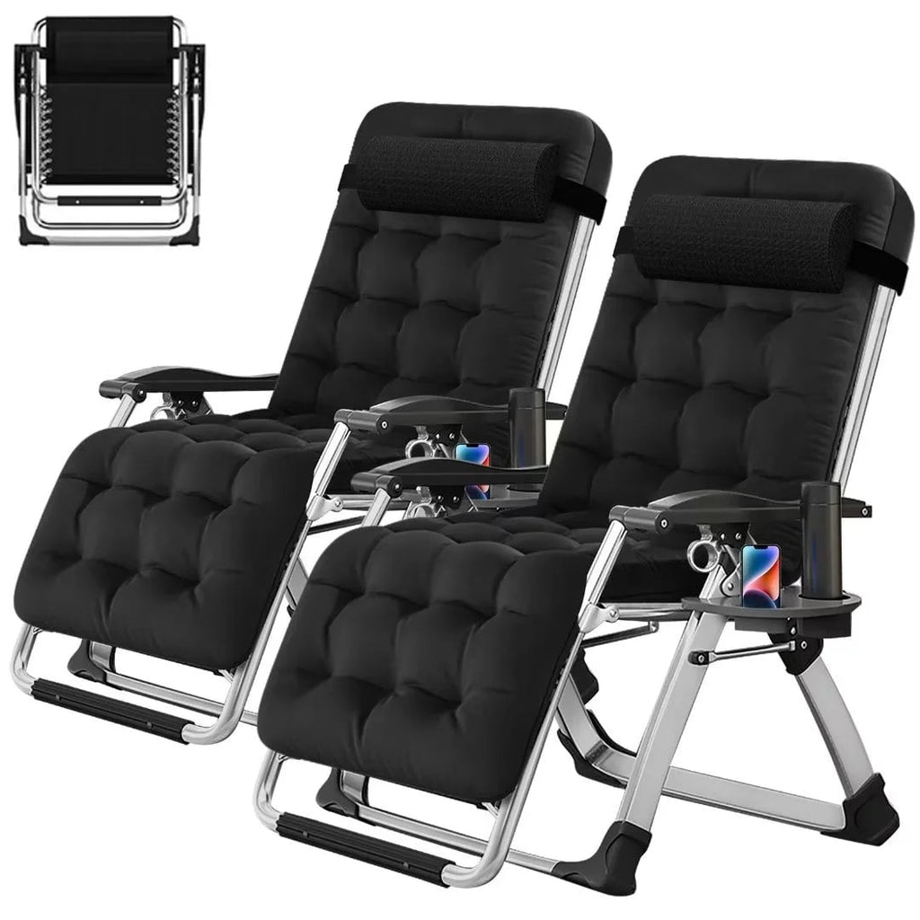 NAIZEA Zero Gravity Lawn Recliner Chairs, 2 Pack, Black
