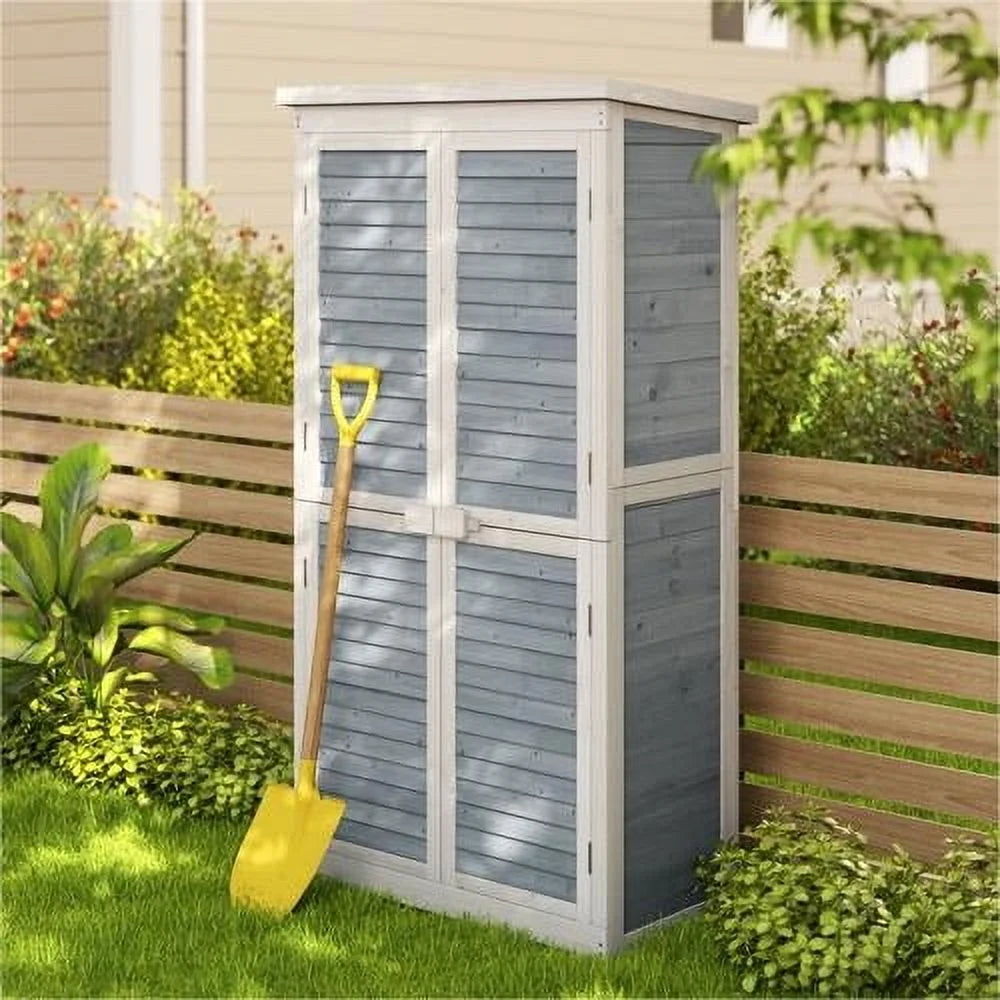 Lofka Outdoor Storage Cabinet With 2 Lockable Doors And 2 Adjustable Shelves, 34.3 x 18.3 x 63.2 in