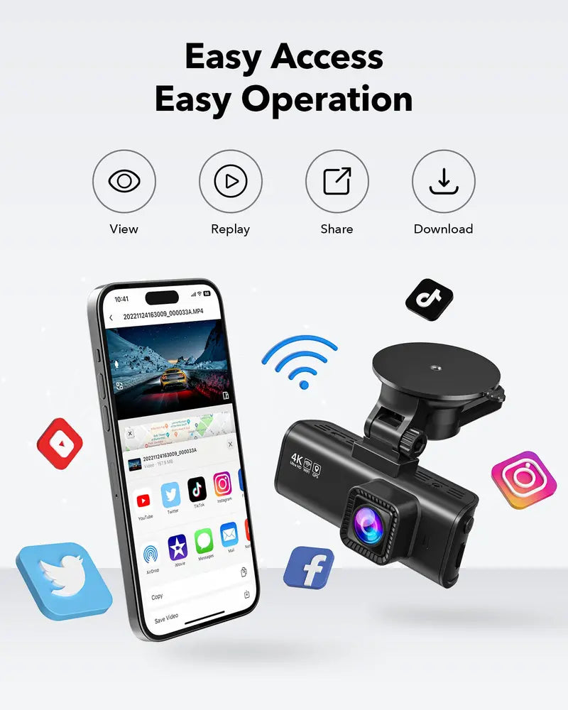 REDTIGER Front And Rear Dash Cam 4K/2.5K Full HD - F7NP