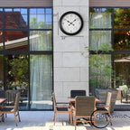 Outdoor Wall Clock With Thermometer And Hygrometer, 24-Inch, Black