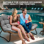 Crestlive Products Patio Loveseat With Cushions, Beige, 53 in x 36 in x 30 in, 350 Pounds Capacity
