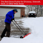Brewin SnowPro 38 Inch Bi-Directional Wheeled Snow Pusher, Red - H955N