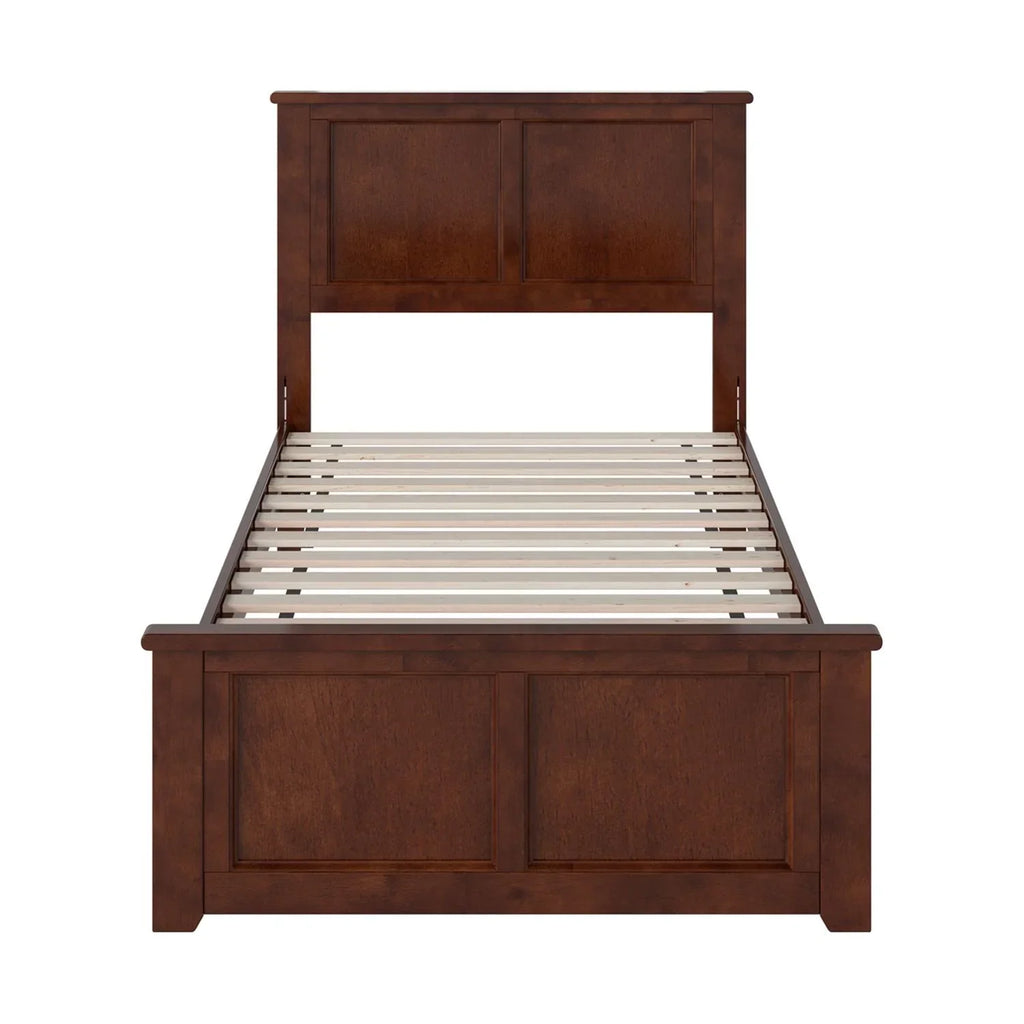AFI Twin Solid Wood Low Profile Platform Bed With Matching Footboard, Walnut - Charlotte