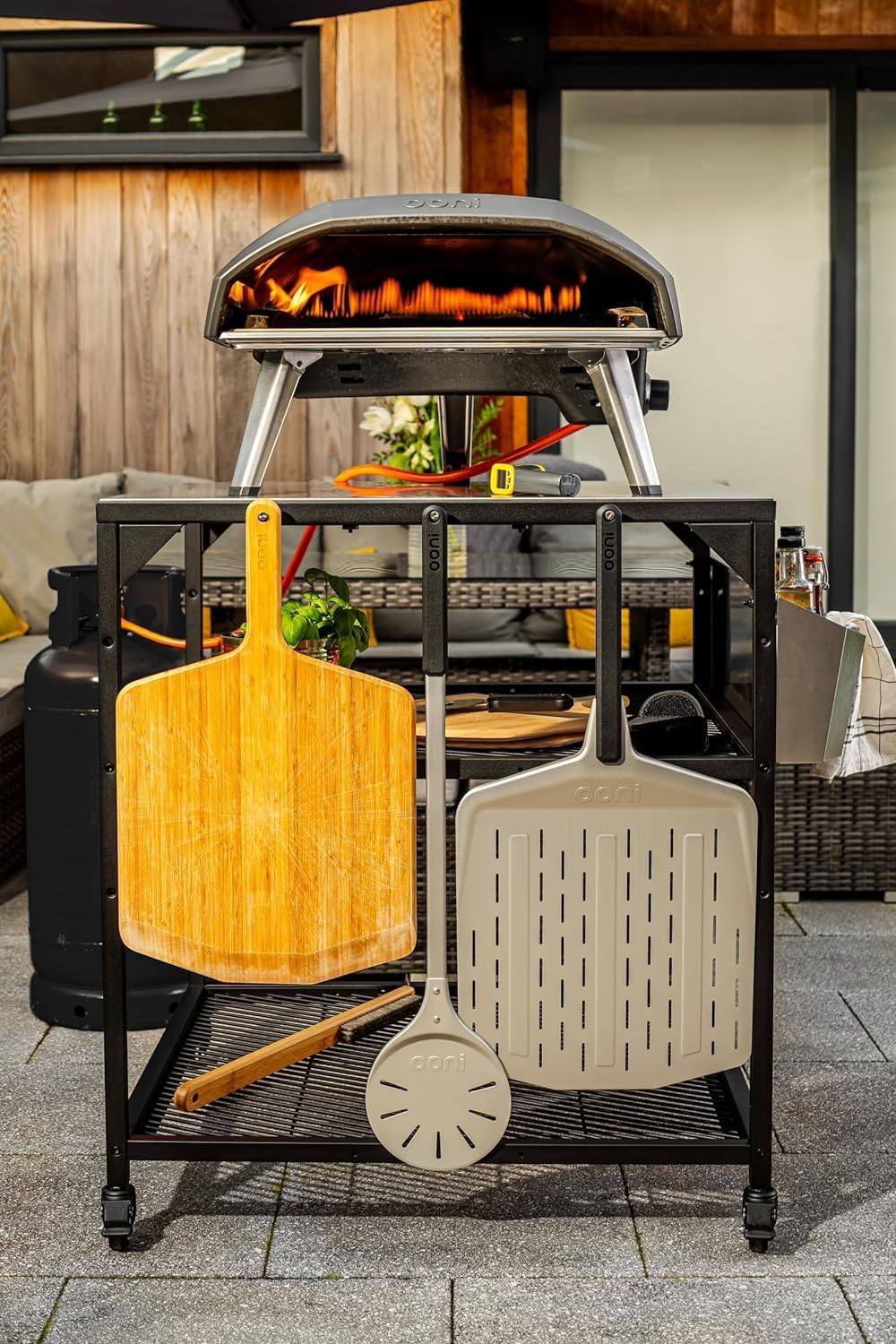 ooni Large Modular Outdoor Table - 31x31x35 Inch Stainless Steel Pizza Oven Stand