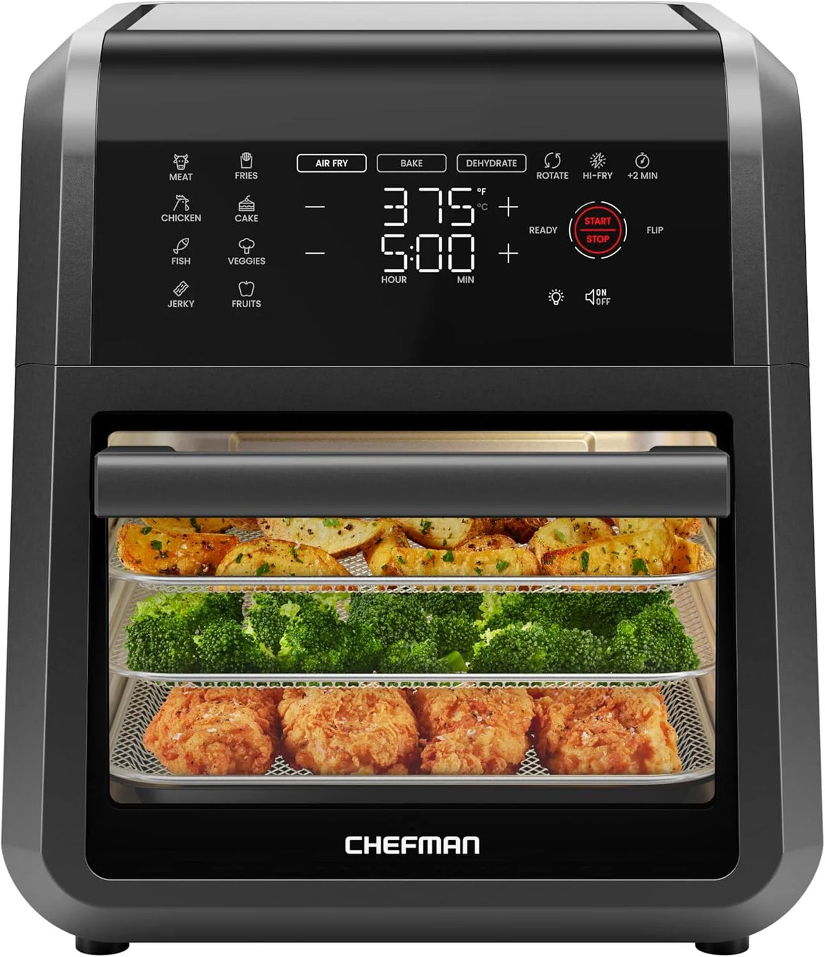Chefman 12-Quart 5-in-1 Air Fryer Oven With Digital Timer, Touchscreen, And 12 Presets
