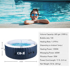 CO-Z PVC Square Inflatable Spa Tub, 5 x 5 ft, 4-Person, 120 Jets, Blue