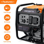 Gas Powered Open Frame Inverter Generator, 4400 Peak Watts / 3400 Running Watts - RV Ready