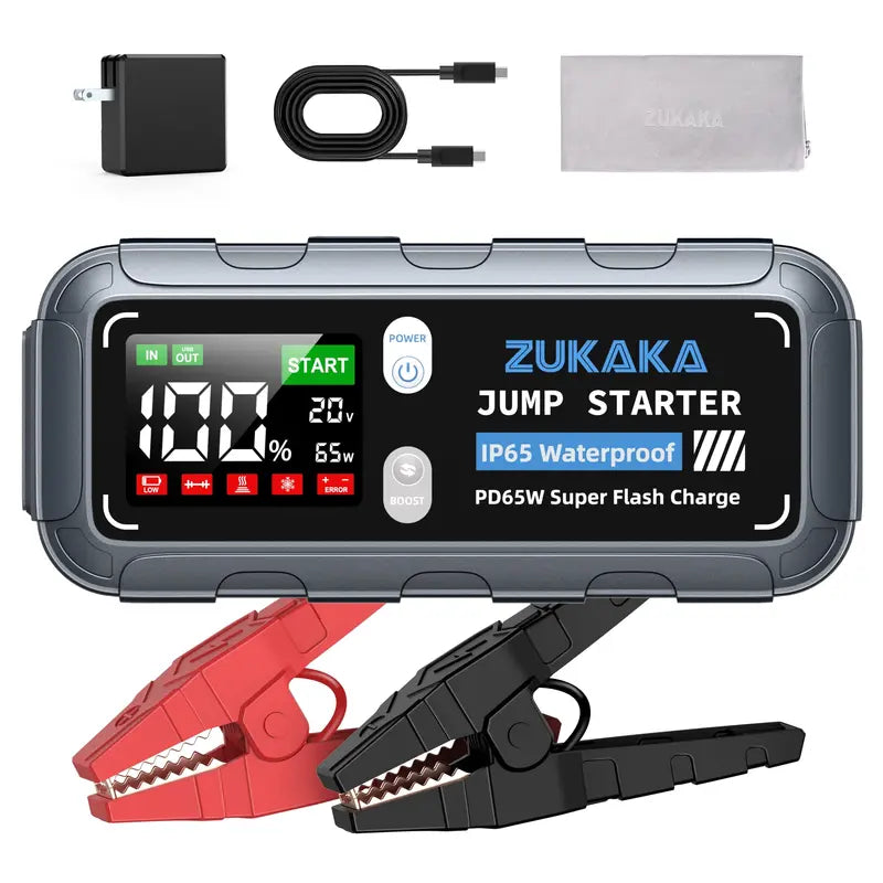ZUKAKA Portable Car Jump Starter 6000A Peak 12V, 26800mAh - LED Light