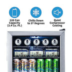 NewAir Beverage Refrigerator Cooler, 126 Cans, Stainless Steel, Right Hinge Glass Door - AB-1200