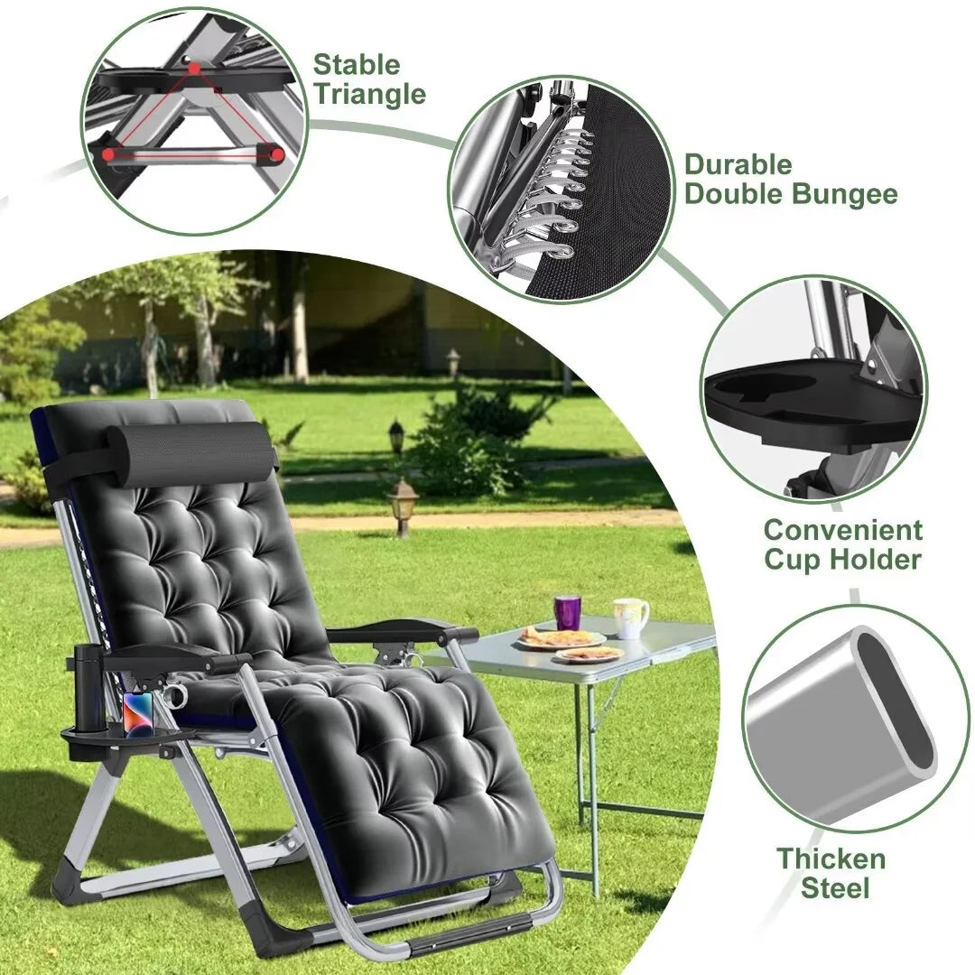 NAIZEA Zero Gravity Lawn Recliner Chairs, 2 Pack, Black