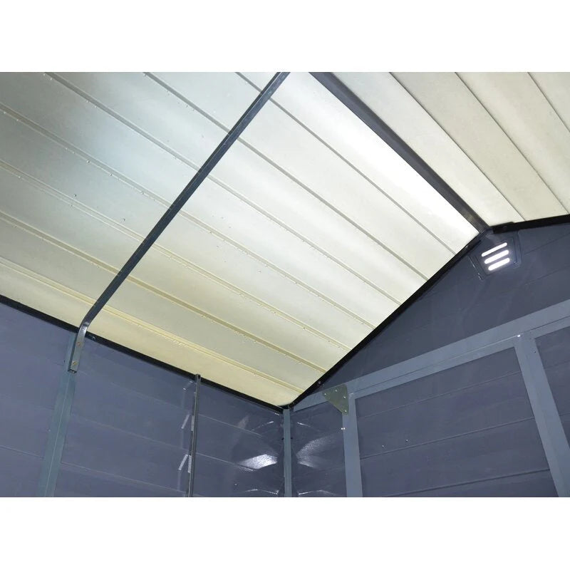 SkyLight Polycarbonate Storage Shed, Gray/Black, 6 ft W x 7.5 ft D
