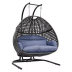Patio Wicker Swing Chair With Stand and Rain Cover - Brown or Black