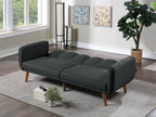 Dcenta Convertible Sofa Bed, Black Polyfiber, 1pc, Wooden Legs