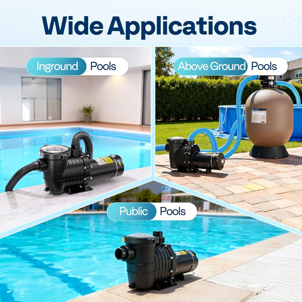 VIVOHOME 2.0HP Pool Pump, 115V/230V, 6800GPH - Self-Priming Motor