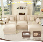 108 Inch U Shape Sectional Sofa With Removable Footstool