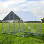 Large Metal Chicken Coop Poultry Cage for 6/10 Chickens, 9.8' L x 6.5' W x 6.5' H