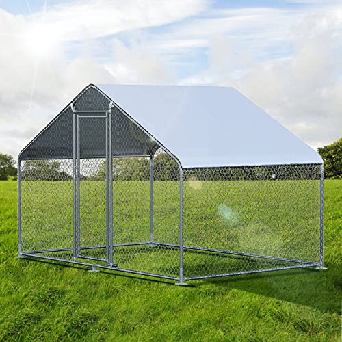 Large Metal Chicken Coop Poultry Cage for 6/10 Chickens, 9.8' L x 6.5' W x 6.5' H