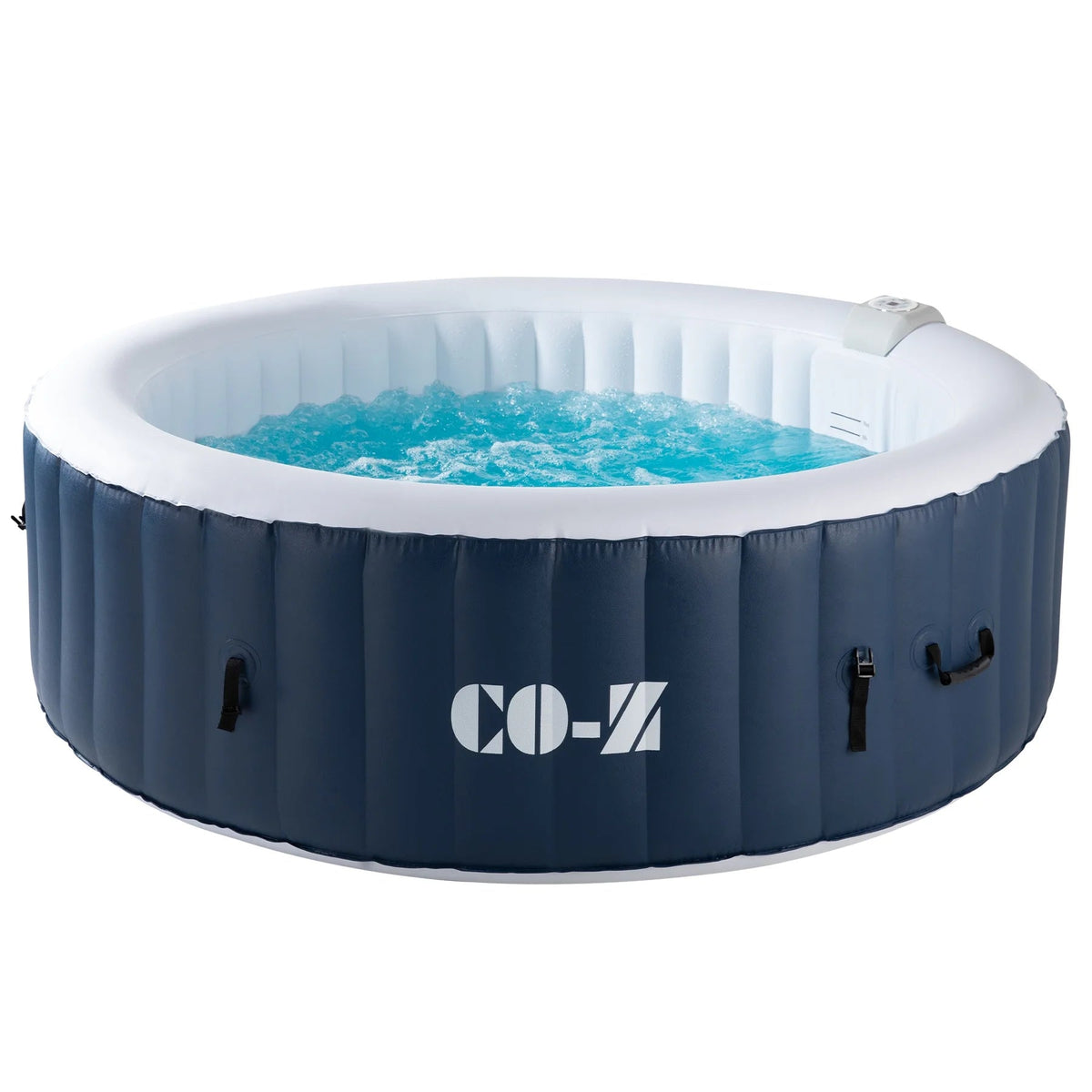 CO-Z PVC Square Inflatable Spa Tub, 5 x 5 ft, 4-Person, 120 Jets, Blue