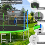 Trampoline With Enclosure Net And Adjustable Basketball Hoop - 8ft, 10ft, 12ft, 14ft, 15ft, 16ft