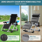 NAIZEA Zero Gravity Chair With Removable Cushion, Cup Holder, and Black Color