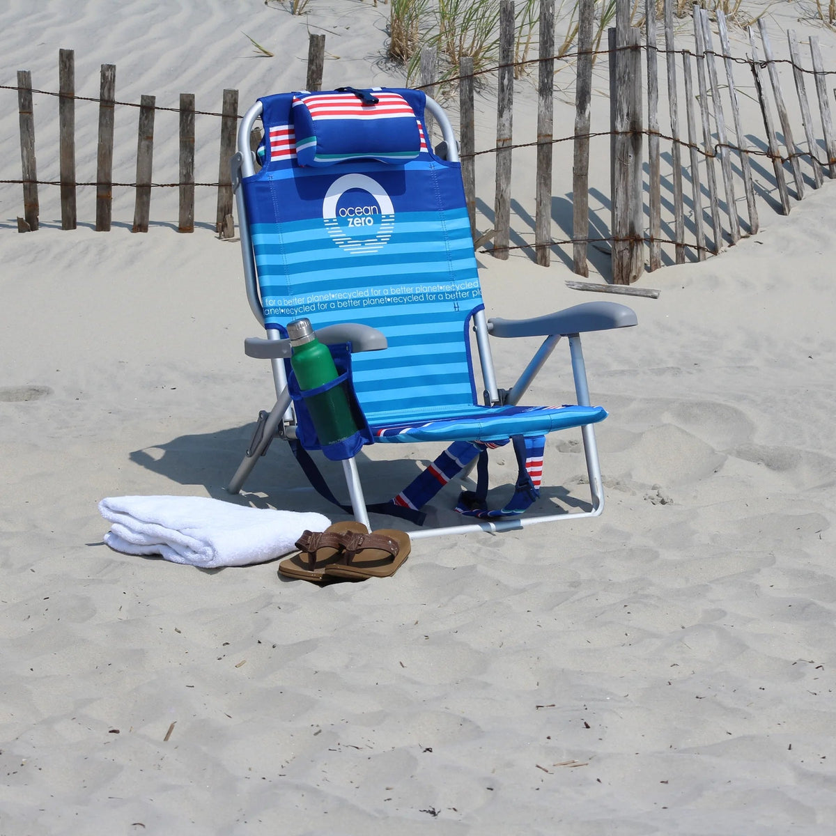 Ocean Zero Deluxe Backpack Beach Chairs, Striped, 2 Pack