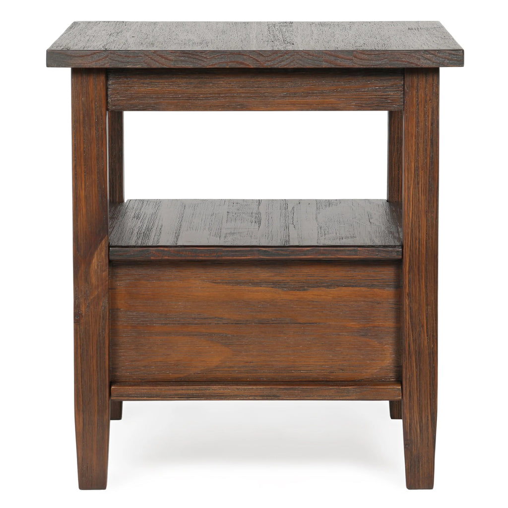 Solid Wood Rectangle End Table With Drawer And Shelf, 18.1in D x 20in W x 19.5in H - Norfolk