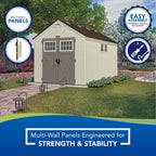 Suncast Tremont Plastic Storage Shed 8 ft W x 13 ft D, Taupe - BMS8135