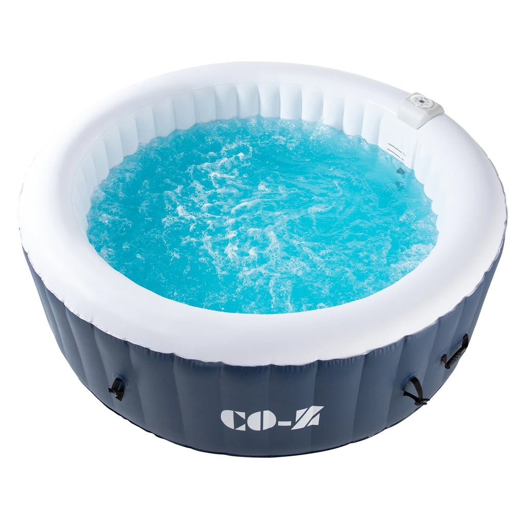 CO-Z PVC Square Inflatable Spa Tub, 5 x 5 ft, 4-Person, 120 Jets, Blue