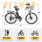 PEXMOR Adult Electric Bike 350W Peak 500W 36V 12.5AH 26in Cruiser