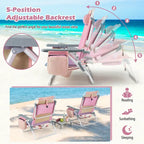 Costway Folding Backpack Beach Chairs 4-Pack, 5-Position Adjustable