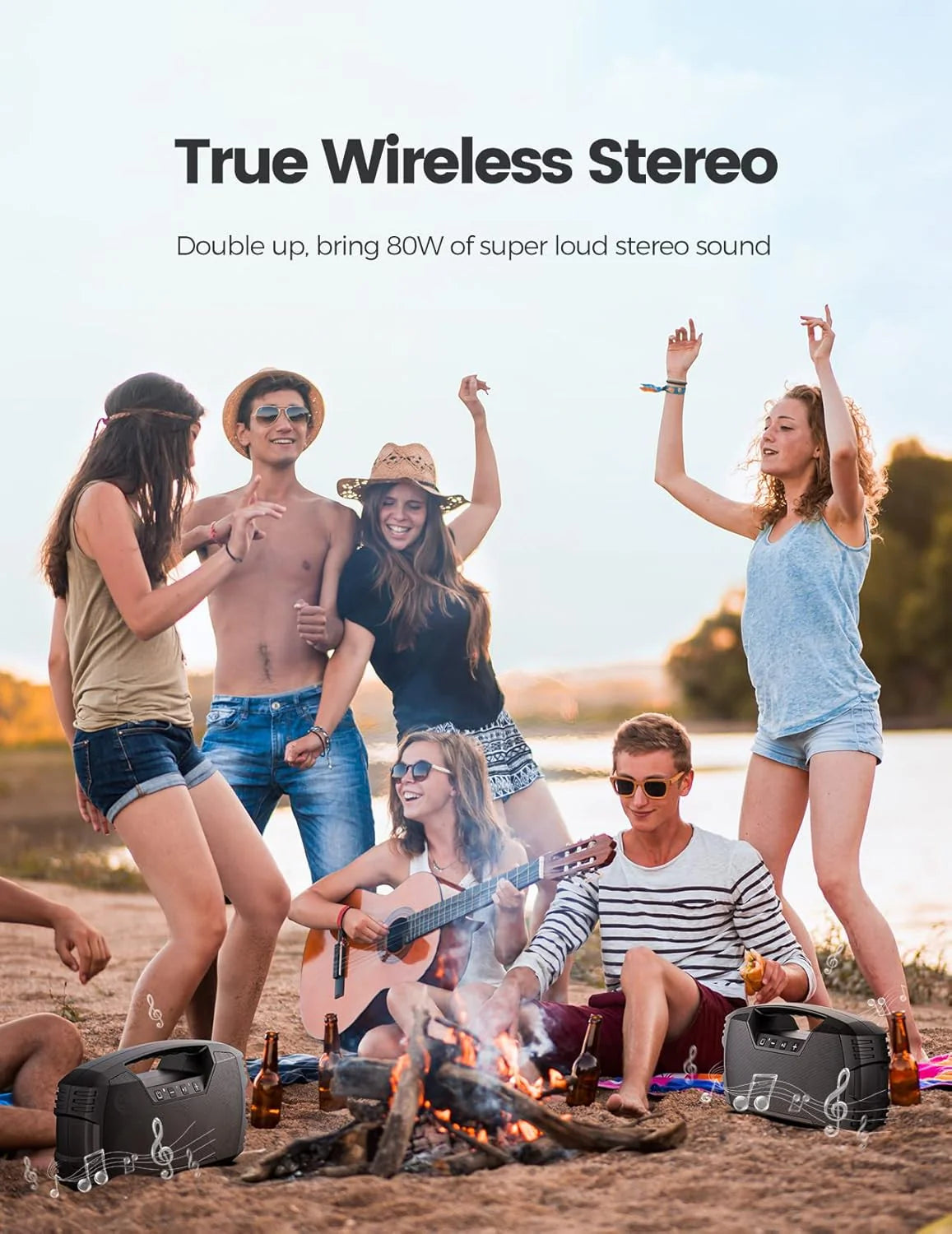 Portable Bluetooth Speaker 40W, IPX7 Waterproof