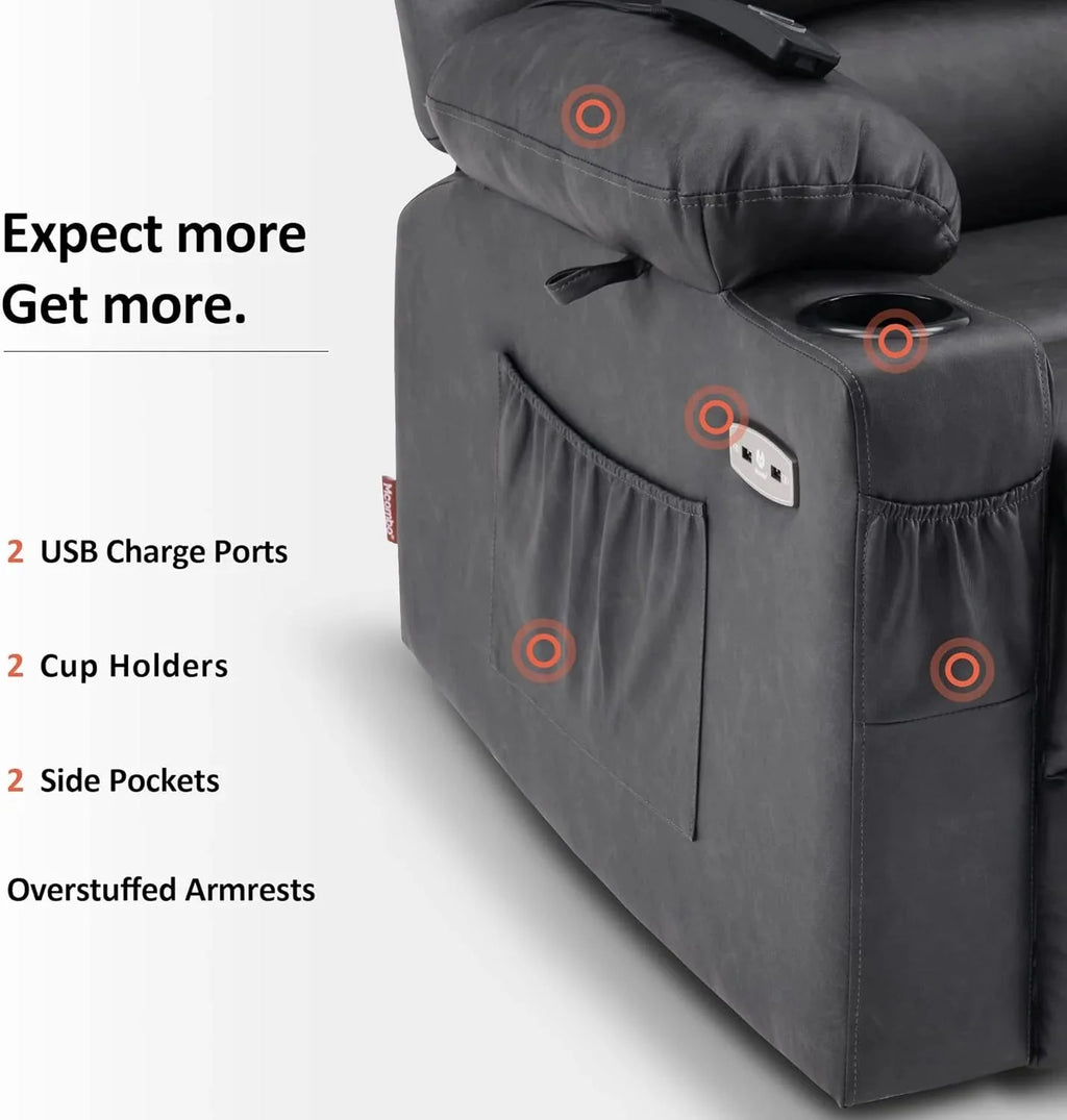 Heated Lift Recliner for Seniors with USB and Cup Holders
