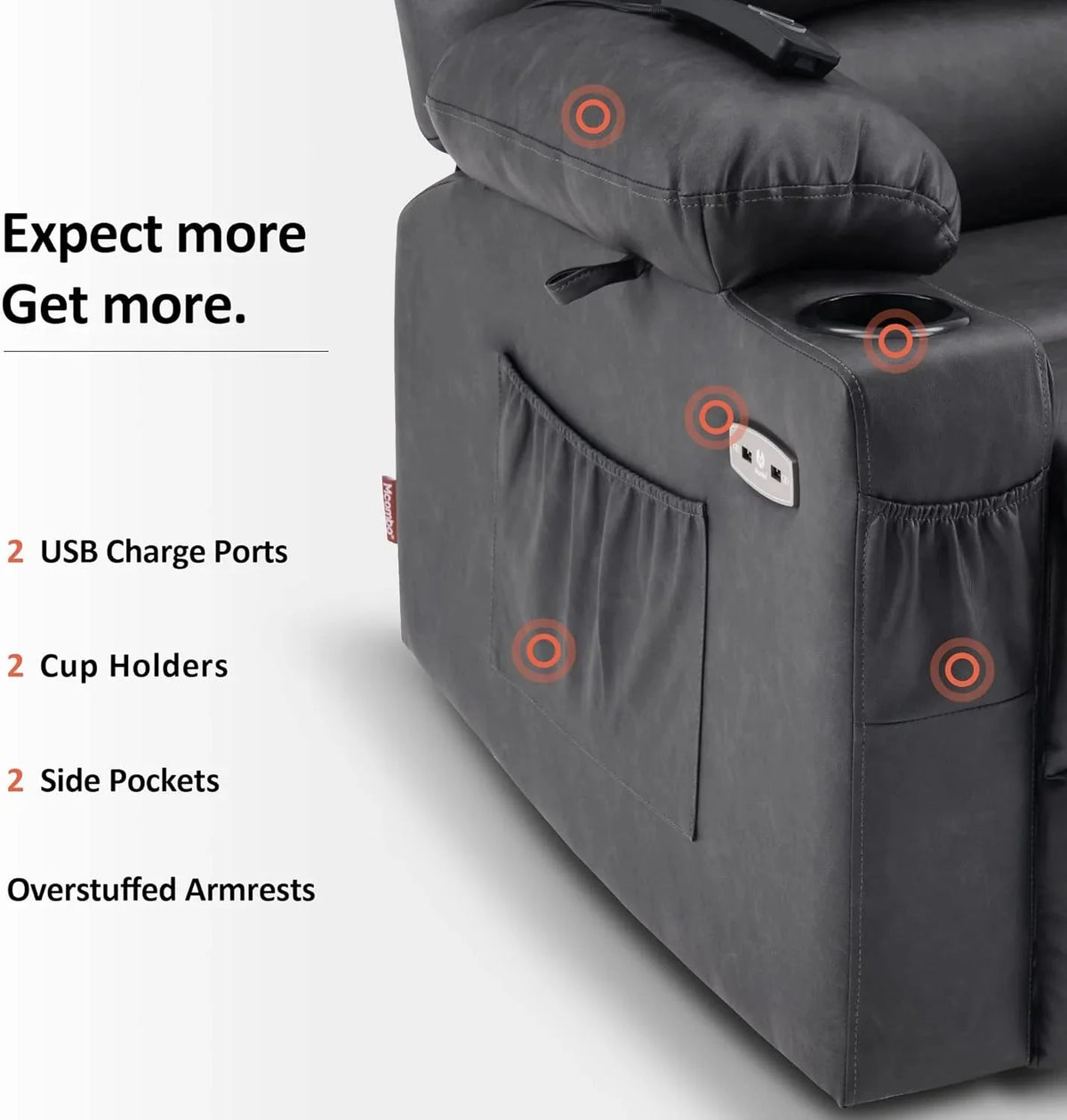 Heated Lift Recliner for Seniors with USB and Cup Holders