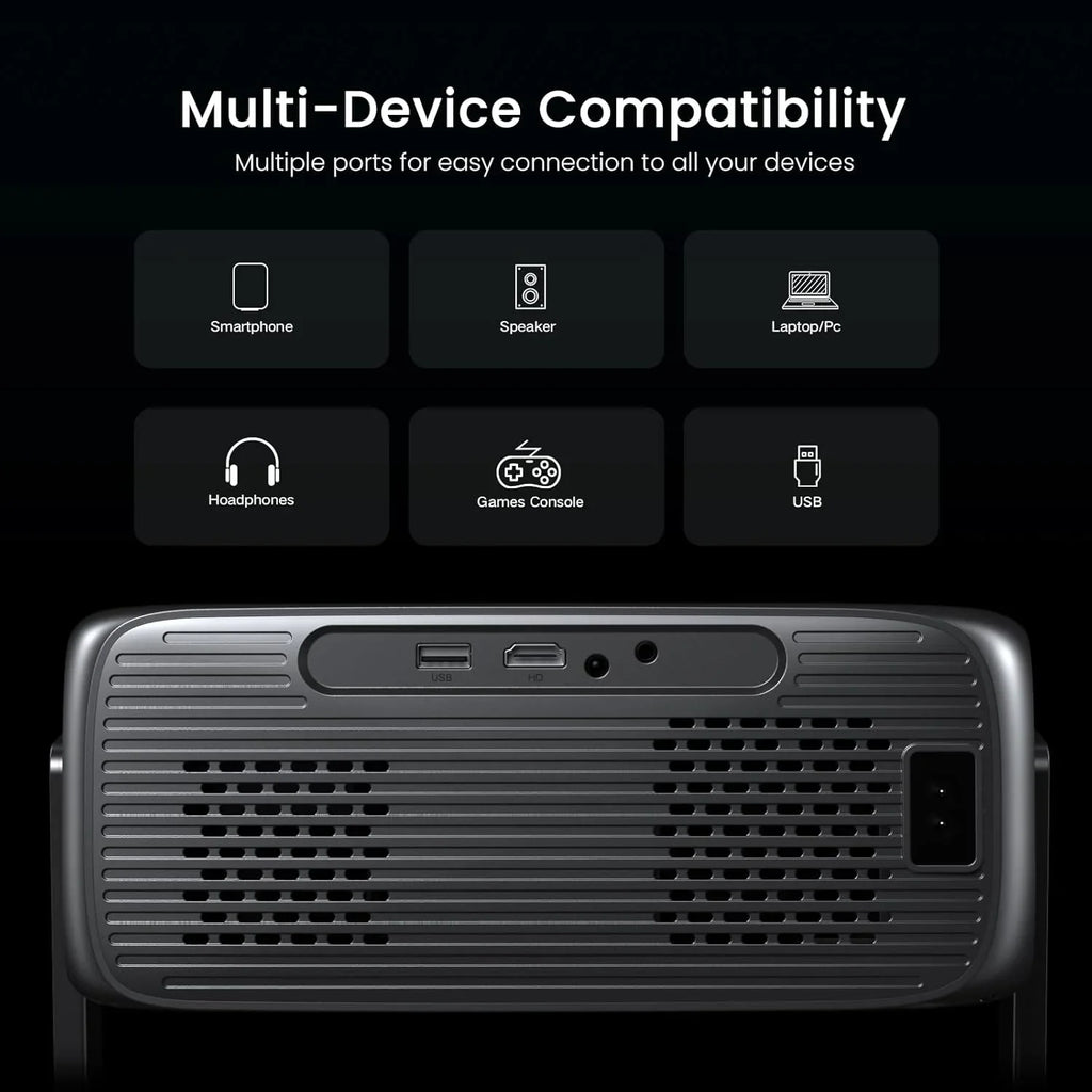 HAPPRUN Outdoor Smart Projector, 2000 ANSI Lumens, 1920 x 1080, 4K Decoding - Google TV