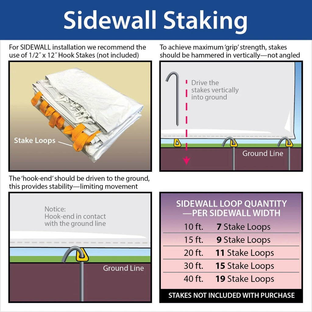 TentandTable Standard Waterproof Sidewall Kit for 8 ft Sides, White, 10 ft x 20 ft