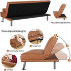 Yaheetech Convertible Faux Leather Sofa Bed, 3 Angles, 772lb Capacity, Black