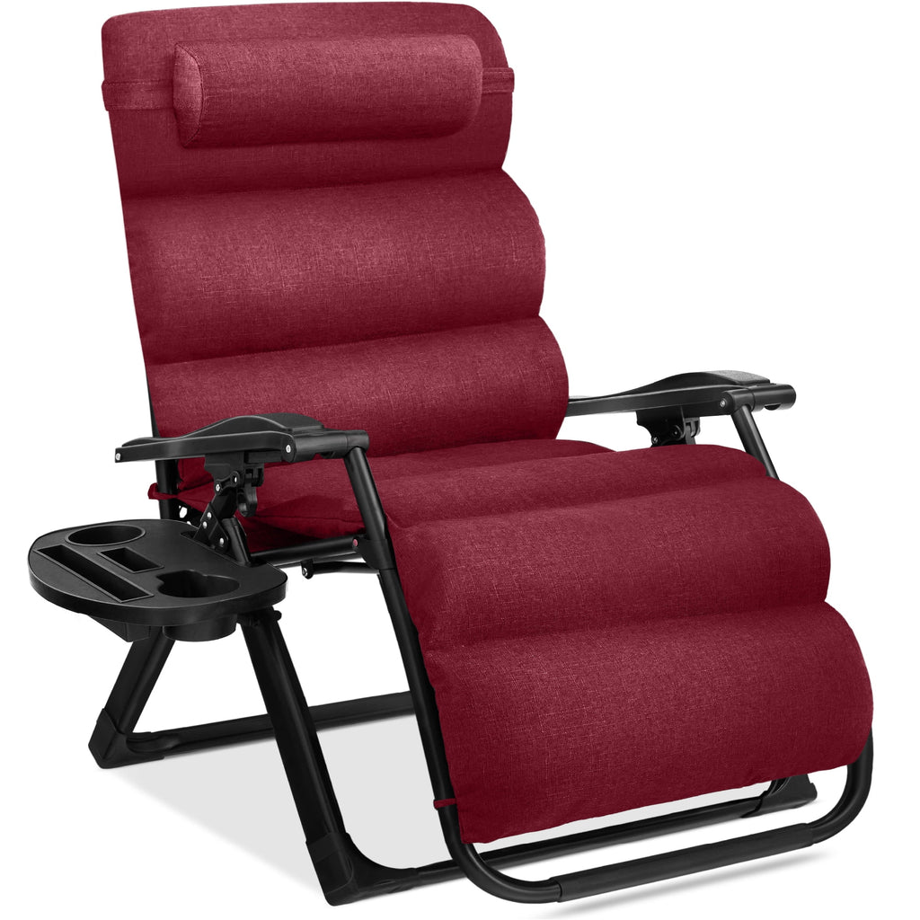 Best Choice Products Oversized Zero Gravity Folding Recliner With Removable Cushion And Side Tray - Fossil Gray